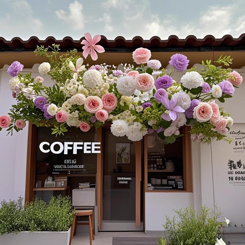 Monet-Style Door Head Flower Wreath Artificial Flower Shop Coffee Shop Storefront Window Opening Floral Decoration Beautification Monet-Style Door Head Flower Wreath Artificial Flower Shop Coffee Shop Storefront Window Opening Floral Decoration Beautification