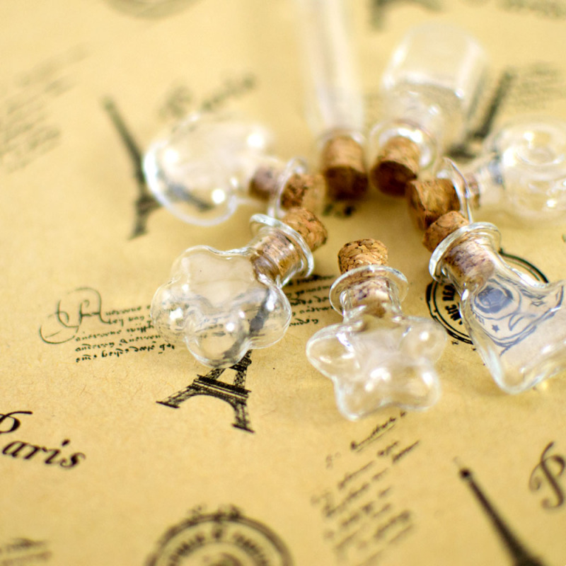 Cork Mini Bottle Wishing Drift Transparent Glass Creative Gift Pentagram Heart Pendant Necklace Cork Mini Bottle Wishing Drift Transparent Glass Creative Gift Pentagram Heart Pendant Necklace
