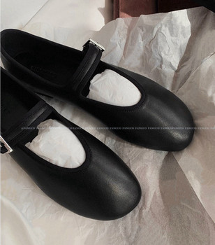 Niche super soft sheepskin mary jane shoes grandma shoes genuine leather flat shoes women's single leather shoes