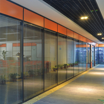 Office glass partition wall shutters Aluminum alloy Shenzhen Dongguan frosted hollow indoor high partition wall