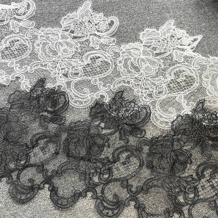 New Black and White Embroidered Floral Lace Clothing Accessories DIY Handmade Fish Thread Width 31cm Water-Soluble Lace Strip