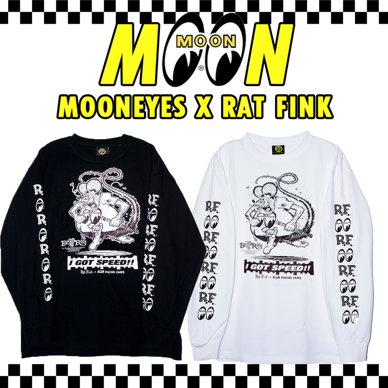 Mooneyesx Fink Mouse Spring Long-Sleeve Base Layer Item Motorcycle Retro Japanese Style Long-Sleeve Unisex T-Shirt Black and White