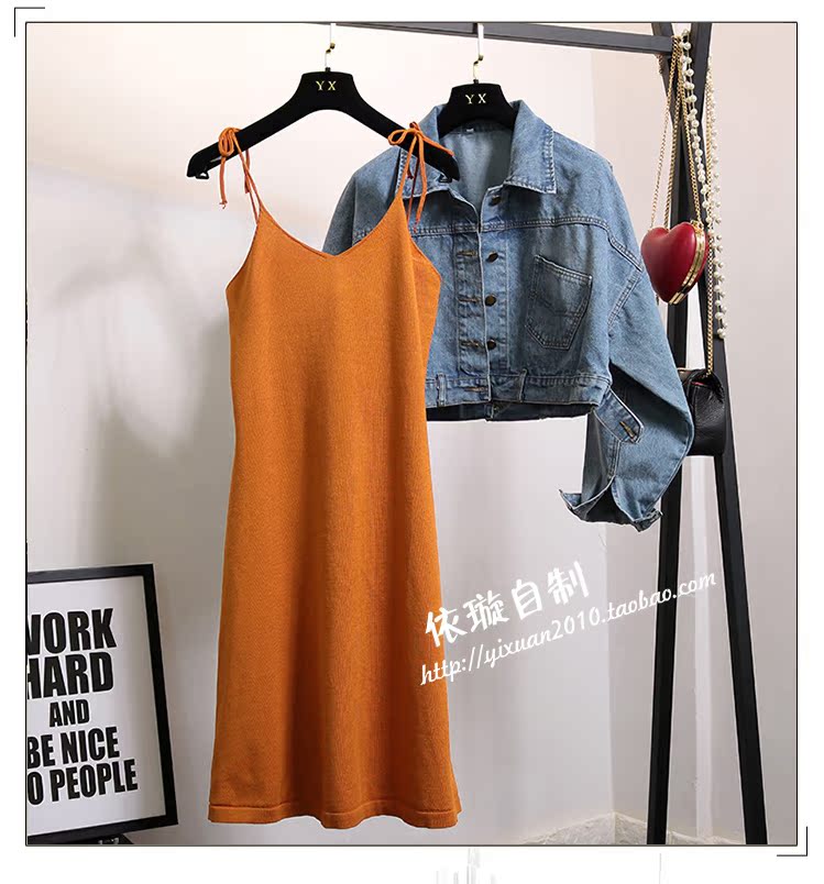 Vợ du lịch lãng mạn Xie Na với đoạn văn ngắn đằng sau chiếc áo khoác denim nữ xẻ hai dây - Bộ đồ áo blazer nữ