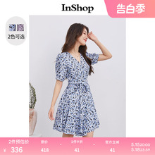The same INSHOP new romantic one piece strappy dress from the mall, women's floral holiday chiffon dress