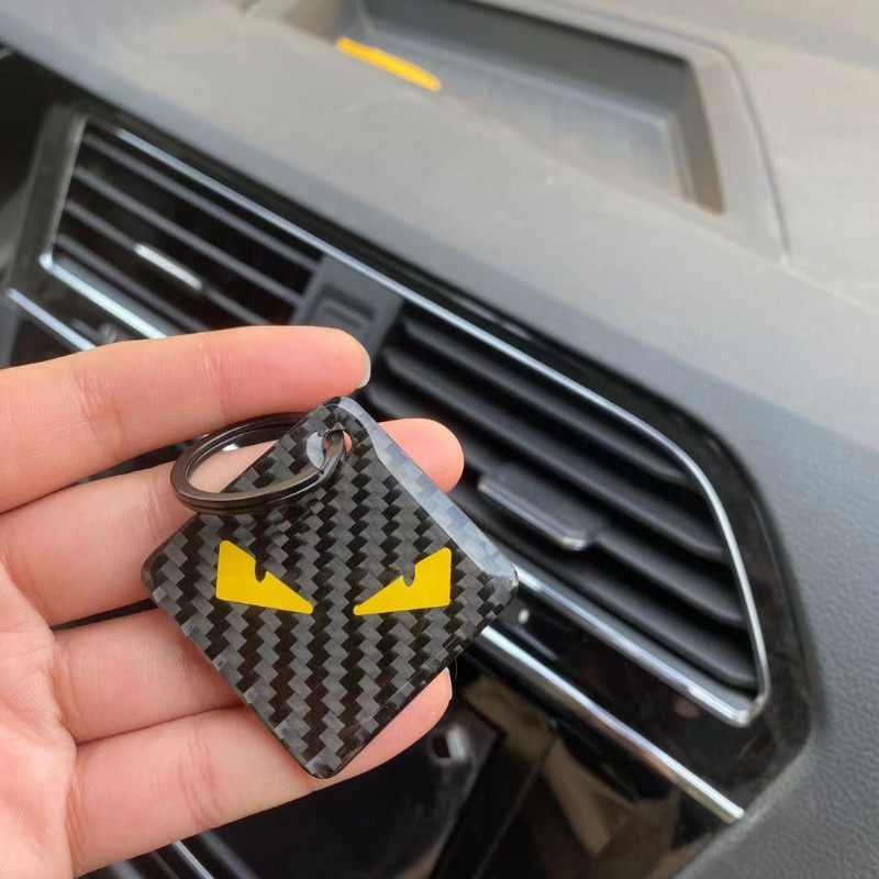 Carbon Fiber Small Monster Car Key Button Male Personality Creative Key Hang Accessories On-board Key Buckle