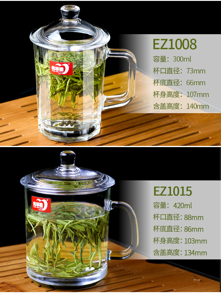Táo xanh chịu nhiệt thủy tinh cốc cốc cốc đun sôi cốc trà cốc gia đình cốc thủy tinh cốc cốc binh dung nuoc