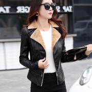 2020 của Winter New Women Henning Da nữ Velvet Cừu Leather Jacket ngắn áo khoác