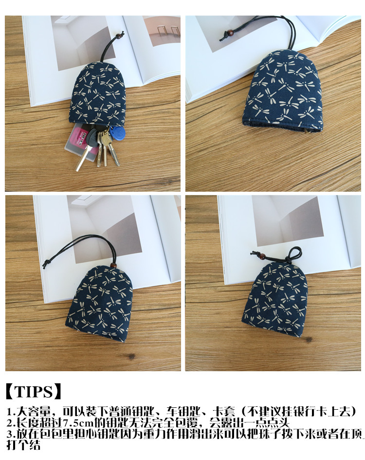 3 cái handmade ban đầu handmade vải dây kéo kéo chìa khóa sáng tạo chìa khóa xe bìa bóp nữ mini