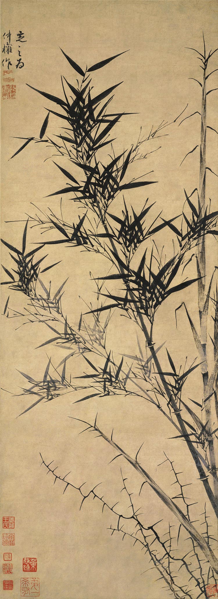 Yuan dynasty name painting Gu An Xinhuang Tuguo Guan painting bamboo ink painting ancient painting True trail copy painting Xuanling Imitation Decoration Painting