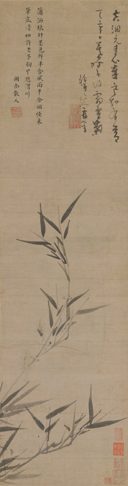 Yuan Sijia Wuzhen bamboo branch figure axis rice paper painting core Chinese painting bamboo ink freehand painting ancient painting authentic copy painting