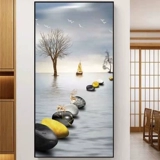 Живопись в конце вертикальной версии коридора, современный легкий роскошный вход настраивается, большая картина в гостиной размером с гостиной