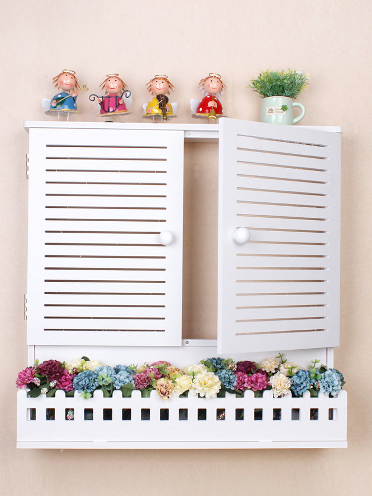 Nordic louver meter box Decorative painting occlusion box Wall-mounted Mediterranean style decoration Living room key box storage