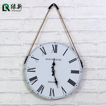 Retro lanyard wall clock living room creative decorative clock clock home fashion atmospheric clock silent home hanging watch