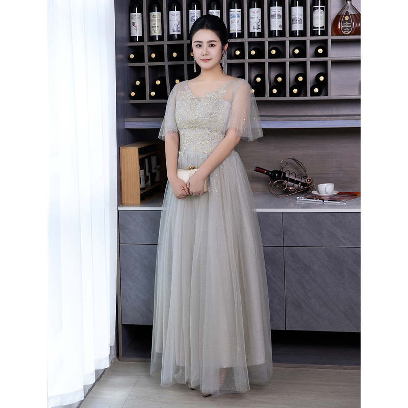 Gray Bridesmaid Dress, Sister Group Bridesmaid Dress, Plus Size Bridesmaid Dress, Fat Mm, 100kg High-End Tulle Skirt