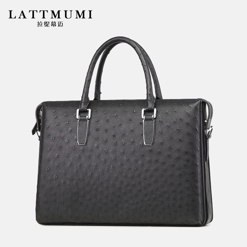 Ostrich pattern leather men's bag handbag shoulder bag men's fashion personality business bag briefcase men's leather horizontal section