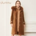 Lông cừu Dunnu lông mùa đông mới giữa áo len lông dài trùm đầu - Faux Fur Faux Fur