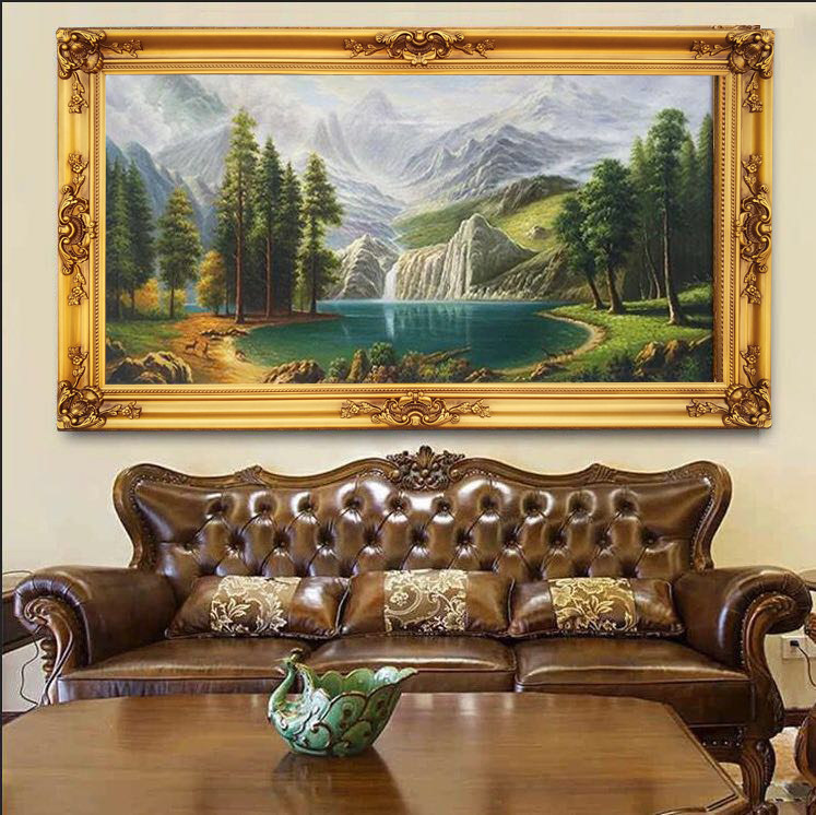 Set to size solid wood oil frame Living room Xuanguan Hotel foyer Decorative Frame Embroidery Diamond Painting Jigsaw Puzzle Photo Frame