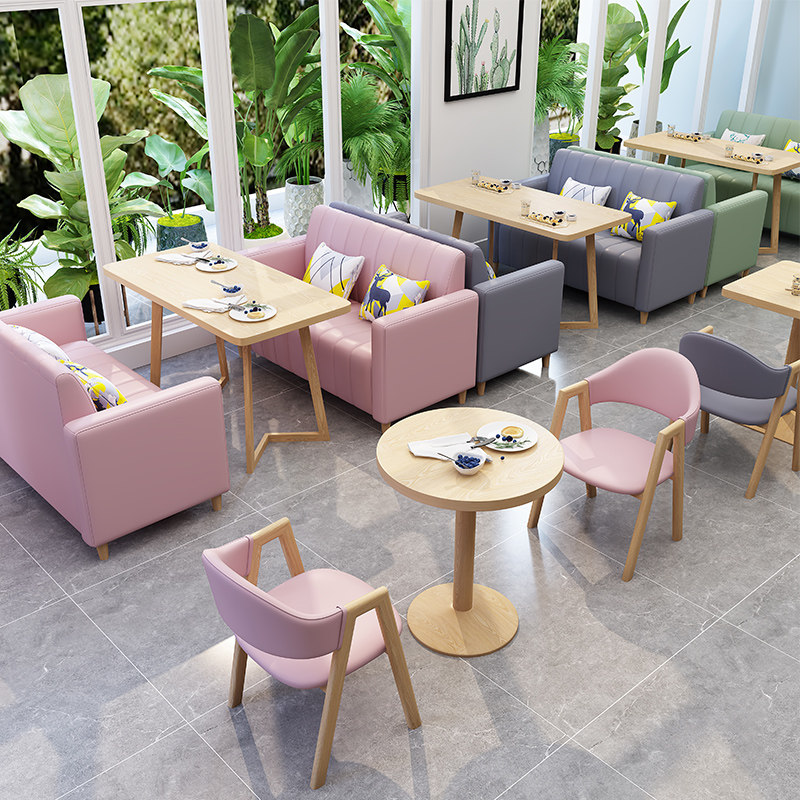 Milk Tea Shop Sofa Table And Chairs Combo Net Red Dessert Catering Shop Light Lavish, West Dining Cafe Double Cassette