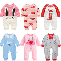 Spring and autumn cartoon male baby baby one-piece clothes Female autumn long sleeve 0 newborn 3-6 months pure cotton pajamas
