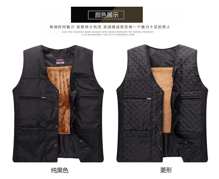 Ông già áo vest nam quần áo mùa đông nam trung niên cộng với áo nhung độn ông nội chăn bông bố nhiều túi vest áo ghi lê nhiều túi