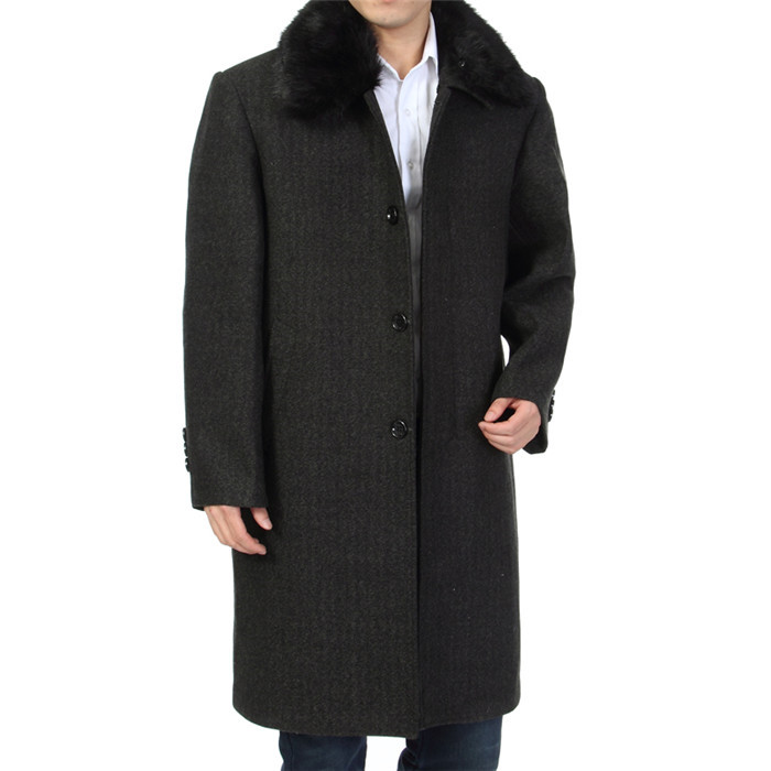 Áo khoác len nam trung niên 2017 mùa đông cộng với nhung dày dài trench coat bố mặc áo cashmere nóng bỏng áo phao nam