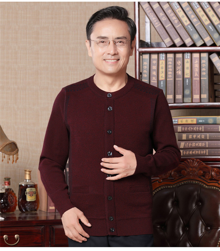 Áo khoác nam trung niên mùa thu và mùa đông áo len dày - Áo len áo khoác nam 2021