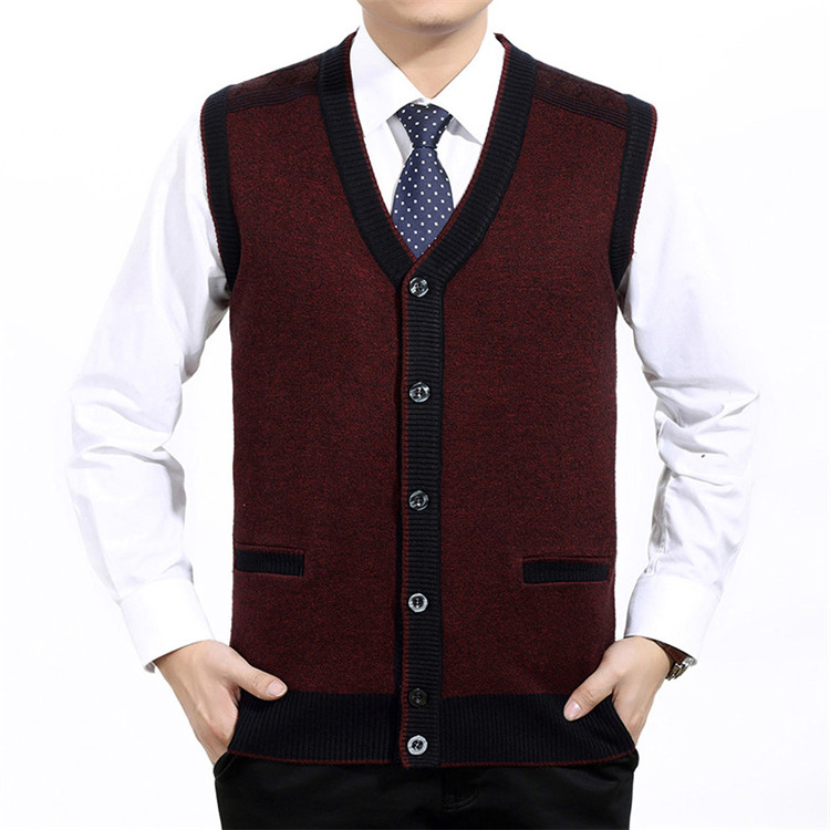 Áo len nam trung niên mùa thu và mùa đông áo len dệt kim áo len len cha len áo len áo khoác cardigan học sinh