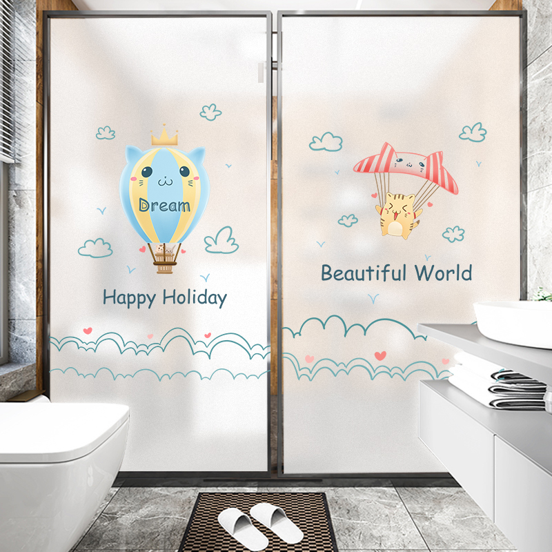 Cartoon glass door sticker anti-peep living room powder room shading frosted light-transmitting opaque window decals window stickers