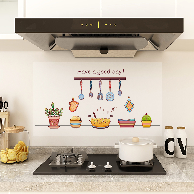 Kitchen oil-proof stickers fire-resistant high temperature transparent household anti-fume stickers overall cabinet stove tile stickers waterproof wall stickers