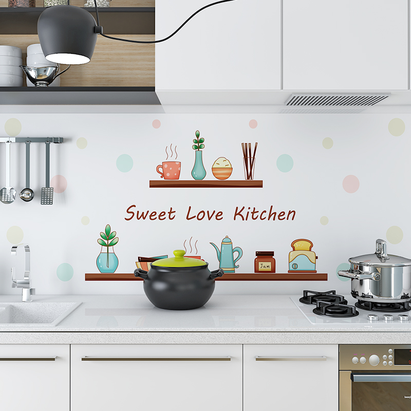 Kitchen oil-proof sticker waterproof self-adhesive thickened stove wall sticker range hood overall cabinet countertop fireproof high temperature wallpaper