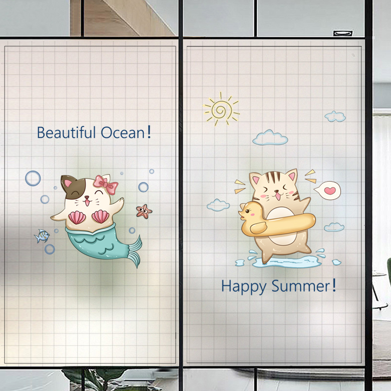 Window stickers personalized creative bedroom bathroom film transparent opaque bathroom door stickers cellophane anti-light