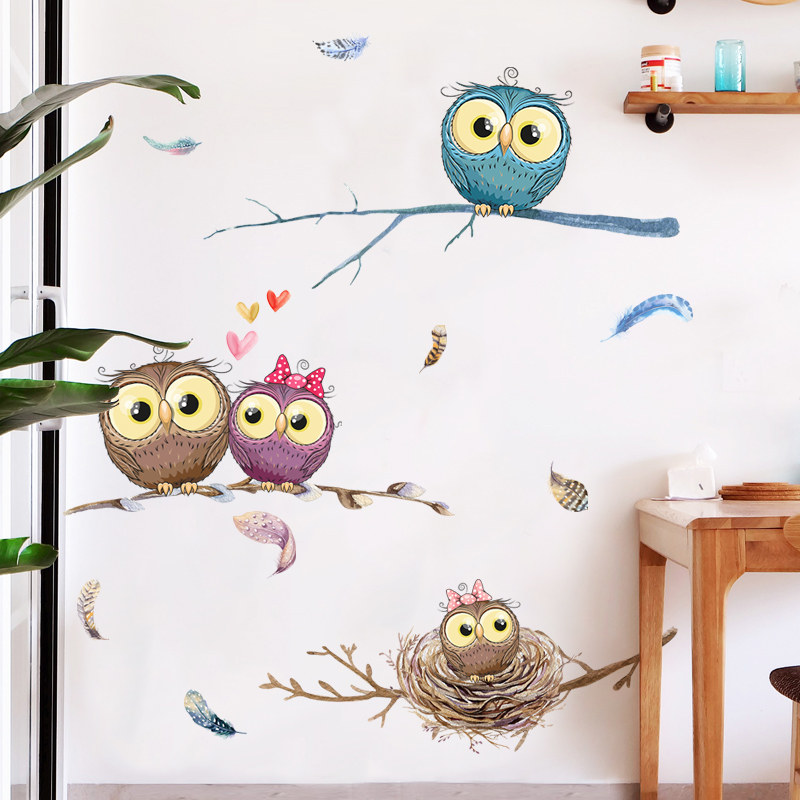 Cartoon bedroom bedside decorations background wall stickers self-adhesive cute children's room baby wall stickers removable