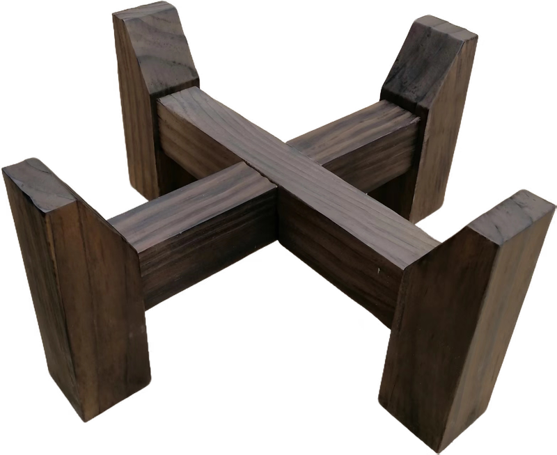 Solid Wood Carbonized Cross-Shaped Flower Stand, Traditional Fish Tank Stand, Wine Jar, Water Jar, Stone Base, Flower Pot Holder for Living Room and Balcony Solid Wood Carbonized Cross-Shaped Flower Stand, Traditional Fish Tank Stand, Wine Jar, Water Jar, Stone Base, Flower Pot Holder for Living Room and Balcony