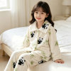 Autumn and winter children's flannel pajamas plus velvet and thickening girls' bamboo red panda duck home clothes inner clothes