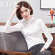 2024 Spring New Korean Style Stand Collar White Shirt Women's Long Sleeve Professional Fit Fitting Slim OL Formal White Shirt