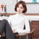 2024 Spring New Korean Style Stand Collar White Shirt Women's Long Sleeve Professional Fit Fitting Slim OL Formal White Shirt