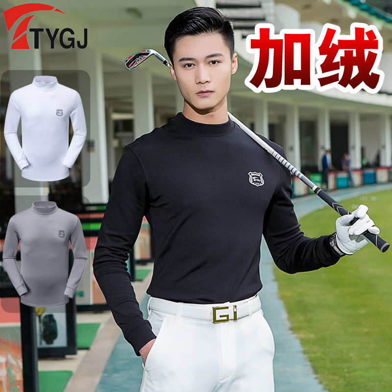 Golf autumn and winter base shirt men long sleeve T-shirt plus velvet thick warm tights clothing