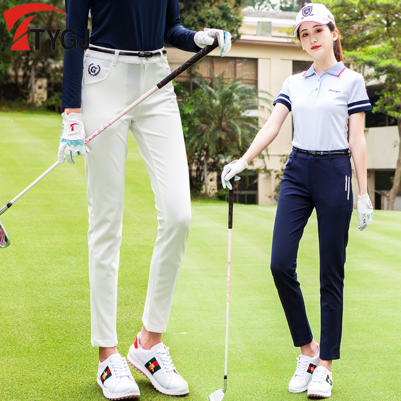 Free Belt! Spring and Summer Women's Golf Pants, Lightweight Mid-Waist Elastic Slim-Fit Sports Casual Golf Pants