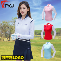  Spring and autumn golf ladies Korean long-sleeved casual sportswear lapel clothes jersey T-shirt bottoming