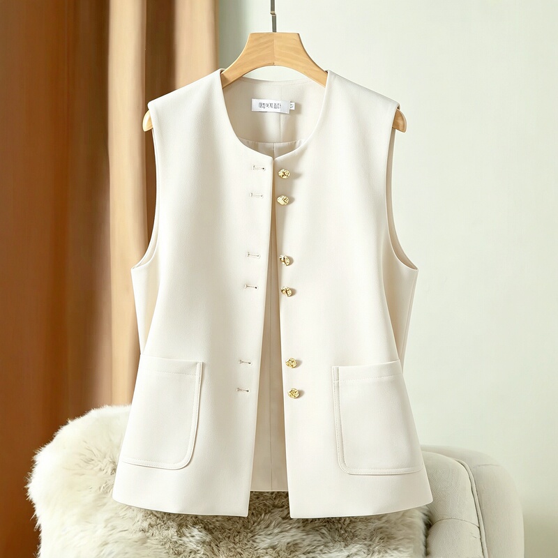 Old Money Style Women's Vest 2026 Spring and Autumn New Large Size Round Neck Sleeveless Outerwear Loose Fashion Vest Old Money Style Women's Vest 2026 Spring and Autumn New Large Size Round Neck Sleeveless Outerwear Loose Fashion Vest