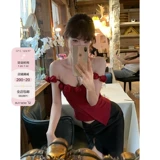 12YE Красный трехмерный летний короткий приталенный топ с чашечками, открытые плечи