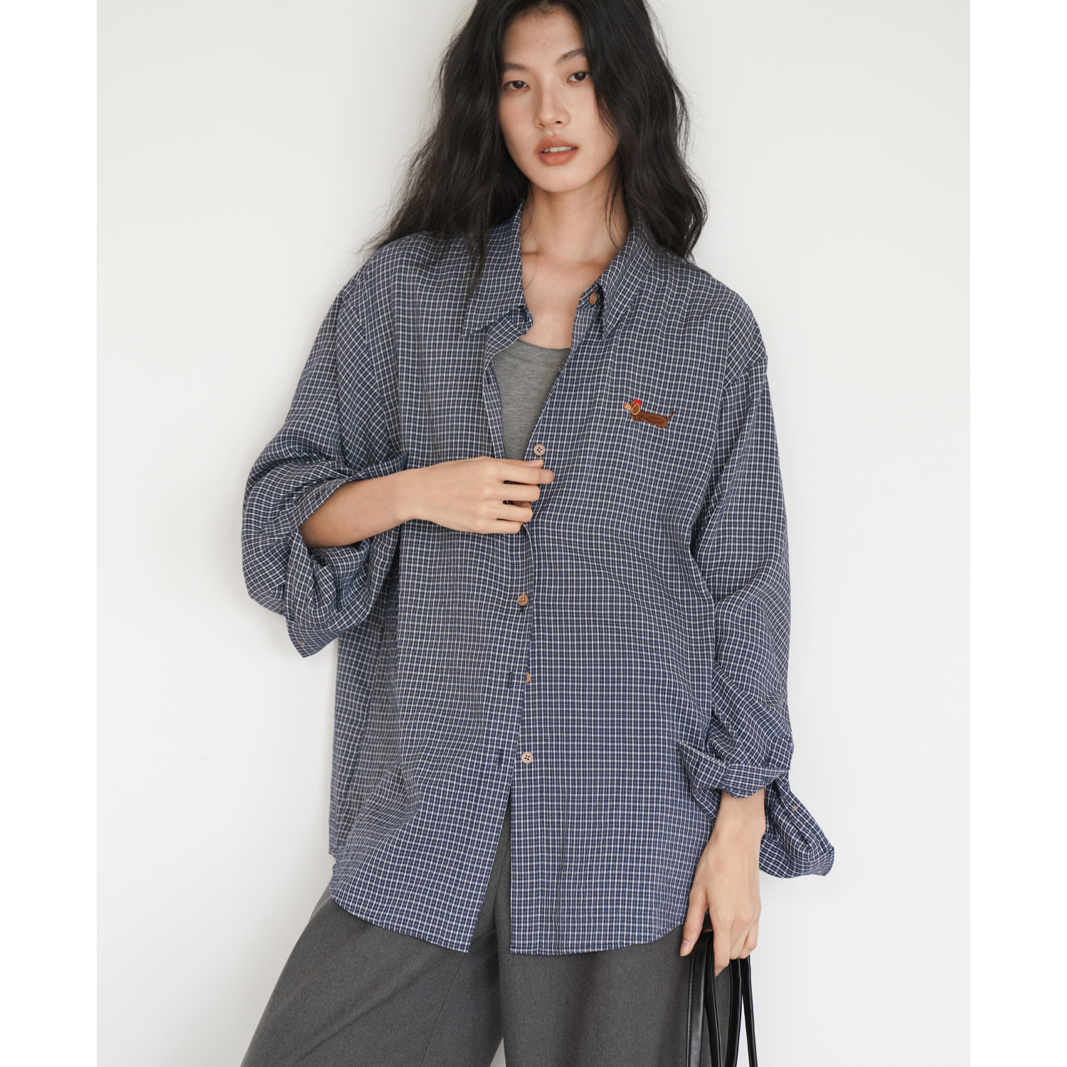 EIGHTHMONTH ルーズチェック柄シャツジャケット女性の 2024 初秋の新しい多用途カジュアル気質シャツ