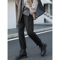 BAYUE August black nine points casual texture suit pants womens 2020 autumn and winter new high waist thin hanging sense