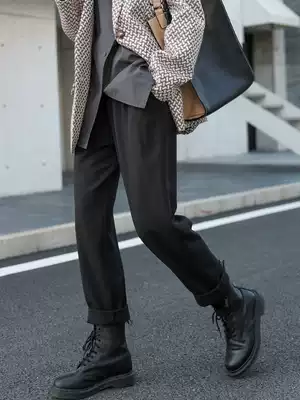 BAYUE August black nine casual texture suit pants women 2020 autumn and winter New High waist thin drop feeling