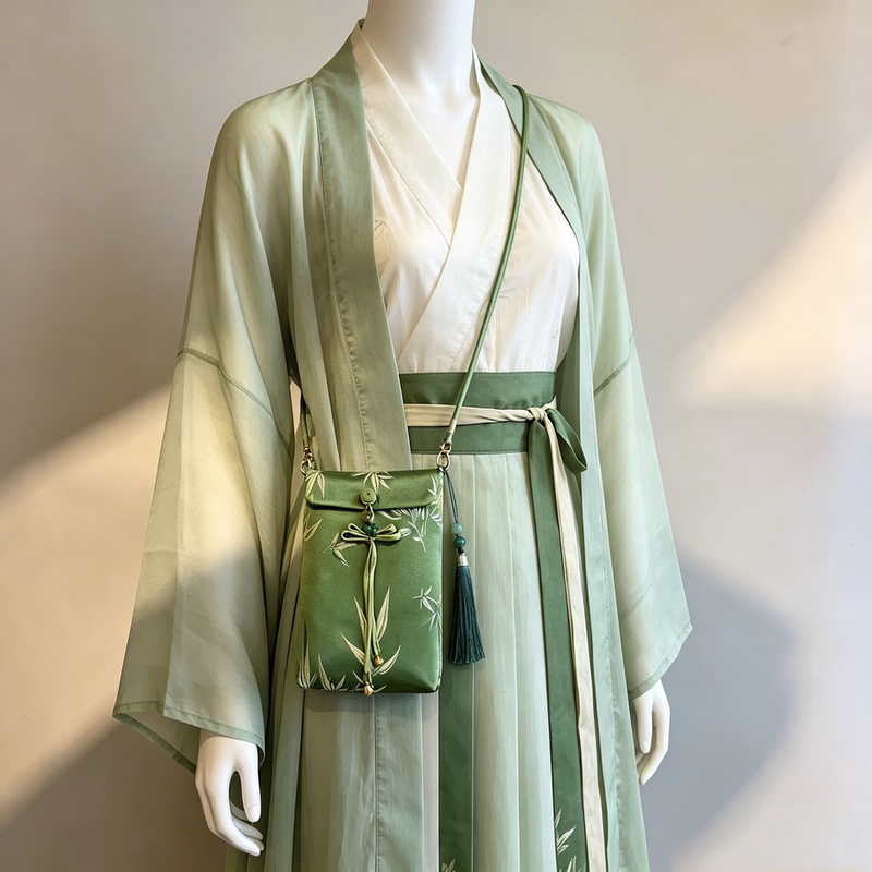 New Style Brocade Crossbody Bag with Traditional Chinese Embroidery, Suitable for Pairing with Cheongsam or Hanfu