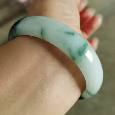 Beauty rhyme jade live studio natural old pit A goods jade bracelet ice waxy seed Yang green floating flower jade bracelet group purchase