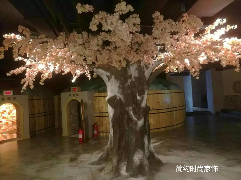 Simulation Tree Large Indoor Decorative Cherry Blossom Tree Landscape Fake Tree Hotel playground Landscaping Bag Pillar Cement Tree-Taobao