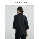 CLEANFLOW | Черно-темно-синяя черепаховая рубашка из шелкового газа с кубинским воротником и ароматным облаком, шелковая рубашка ранней весны для женщин высокого класса