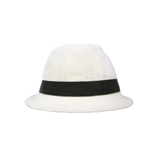 CLEANFLOW jute woven black and white contrasting white hat short brim sun hat for leisure vacation