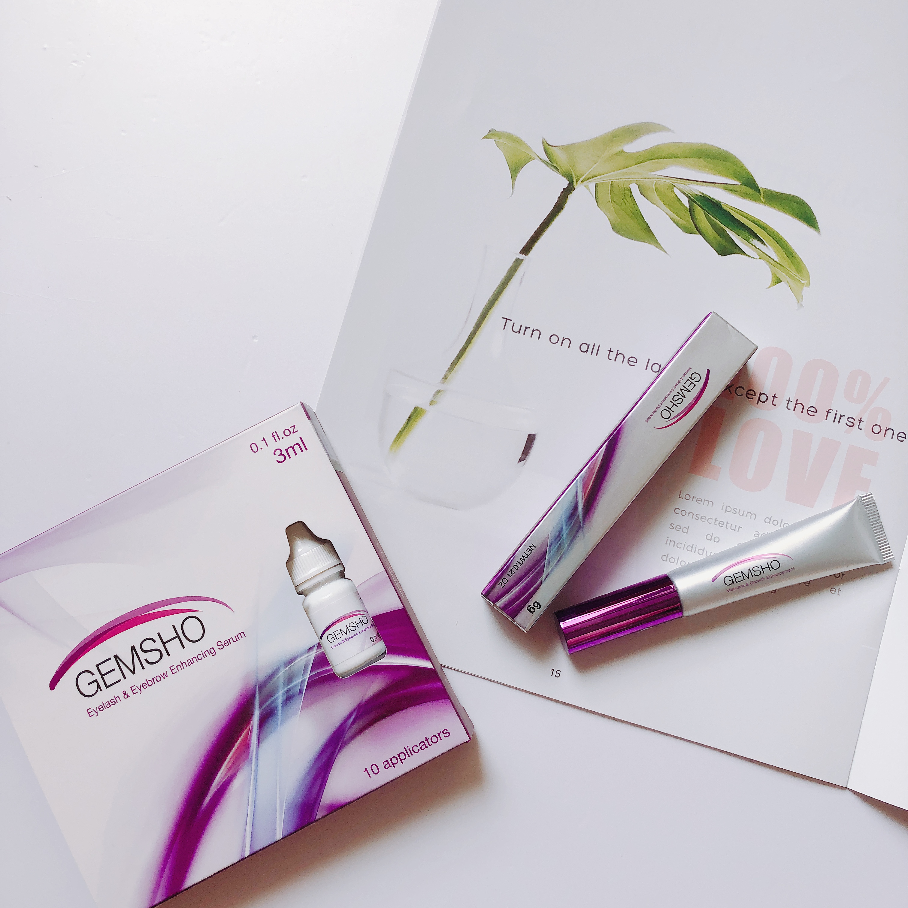 Mỹ nhập khẩu GEMSHO mascara lông mi tăng trưởng chất lỏng siêu dày lông mày tăng trưởng lỏng không thấm nước mascara dầu dừa